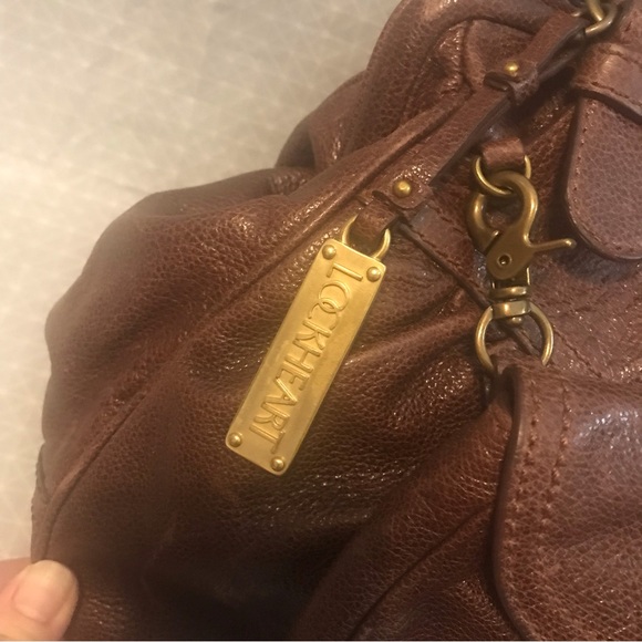 Lockheart Brown Leather Kisslock Convertible Satchel - Picture 8 of 13